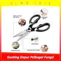 Gunting dapur tajam pelbagai fungsi serbaguna heavy duty multifunction stainless steel kitchen scissors 廚房用具多功能剪刀. 