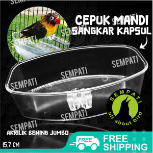 SEMPATI Cepuk Mandi Burung Oval Wadah Plastik Mika Bening Tebal Untuk Murai Lovebird Kenari Cucak Konin Merek Sempati CPOV