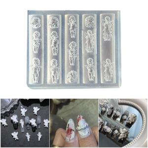 Reusable Silicone Nail Art Mold With 3D Carved Angel Design For DIY Nail Charm And Making Accessories