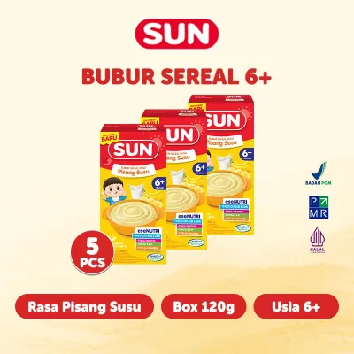 5 PCS - SUN Bubur Bayi 6+ Pisang Susu Ekonomis 120 Gr