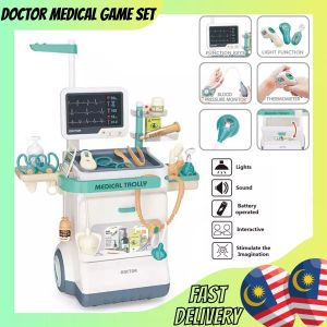 **READY STOCK**Kids Doctor Pretend Play Set Toddler Toys for Kids Girl Medical Cart Nurses Toy| Mainan doctor set | 仿真医生