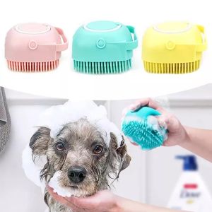 HK.1 pcs Pet silicone shower brush High quality pet massage SPA shower brush Large capacity shampoo shower gel dispenser Pet shower brush