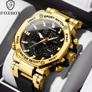 LIGE Dual Time Digital Men Watch Fashion FOXBOX Multi Function Calendar Luminous Wrist Watch