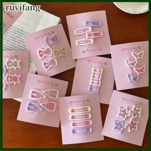 ruyifang กิ๊บหนีบผมรูปหัวใจและดาวสีชมพูเรียบง่าย4ชิ้น เซ็ตกิ๊บติดผมน่ารักสำหรับเด็กผู้หญิงกิ๊บติดผมแฟชั่นของขวัญ