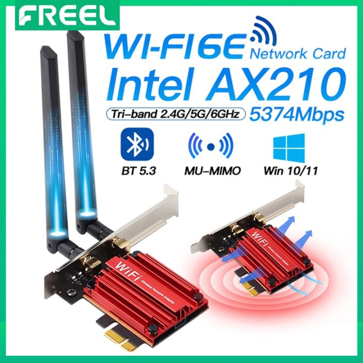Card Mạng WiFi 6E Intel AX210 Tri-Band PCI-E Bluetooth Không Dây 5.3 Wi ...