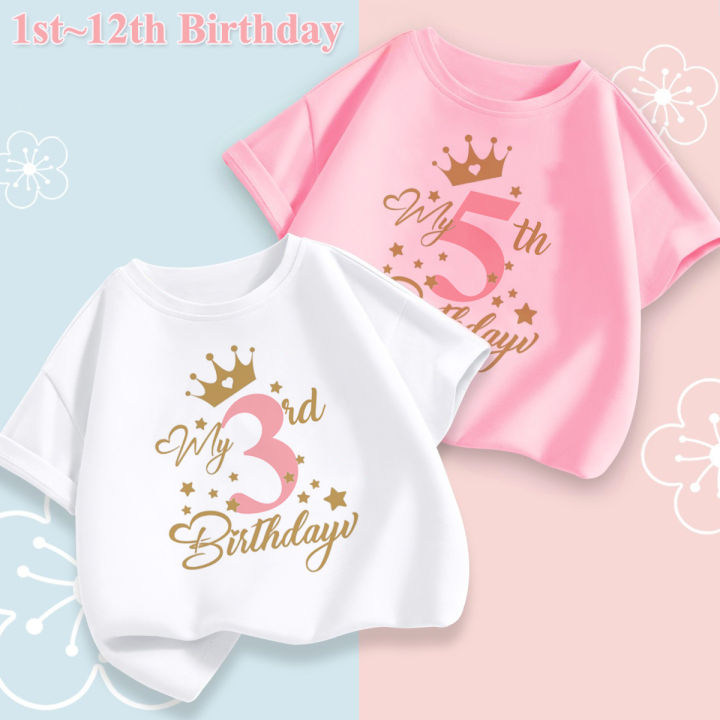My Birthday Tshirt Princess Girl Tops Tees Number 1-12 Print Girls