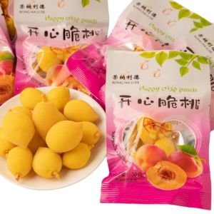 开心脆桃水蜜酸甜桃子黄桃蜜饯果零食锁喉桃果脯 Happy Crispy Peach Crisp Peach Cool Fruit Juicy Peach Lock Throat Peach Small Yellow Peach