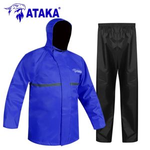 ATAKA 1 ชุด เสื้อกันฝน เสื้อกันฝนผู้ใหญ่ ไซส์ใหญ่พิเศษ S - 8XL เสื้อกันฝนมอเตอร์ไซค์ รุ่น หมวกติดเสื้อ ชุดกันฝนกันน้ำ