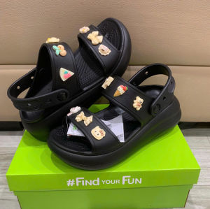 Dép sadnal 2 quai cross band crush cho nữ đế xuồng dáng Hàncao 7cm tặng 10 sticker màu đen