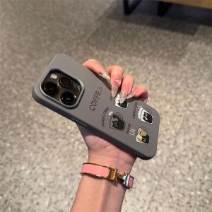 Phone Case For IPhone 7 8 6 6S 11 12 13 14 15 16 17 Plus 16 11 15 14 12 13 17 Air PRO MAX XR XS Casing IPhone 11PRO 12PRO 13PRO 14PRO 15PRO 16PRO 17PRO Teacup Cat Leather Silicone Soft Case PWJK1010A