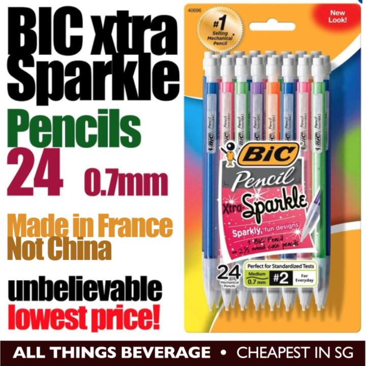 BIC Xtra-Sparkle Druckbleistifte, 0,7 Mm, 24 Stück – Glitzernde Farben, Kein Anspitzen Nötig, #2-Minen