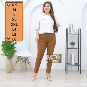 Office Pants Bahan Soft Jeans Streach Melar Elastis Celana Wanita Kerja Panjang Warna Hitam
