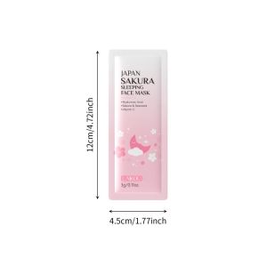 7pcs Potable Travel Sakura Face Sleeping Mask Moisturizing Soothing Brightening Smooth Wrinkles Sleep Facial Mask Skin Care 3g/1pc