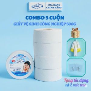 Combo 5 cuộn - [Tặng Túi] -  GIẤY VỆ SINH CUỘN LỚN 500GR DOLA - 3 lớp mềm mịn tan nhanh trong nước - dùng cho gia đình