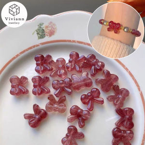 Viviann Original Strawberry Crystal Princess Bracelet Strawberry Crystal Bow crystal beaded bracelets for women handmade Korean bracelet for women Fine Jewelry Charm Jewellery Gifts Women Bangle