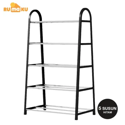 Rak Sepatu Stainless Steel Tebal Kuat Anti Karat 4 dan 5 Susun Tingkat Serbaguna Berkualitas