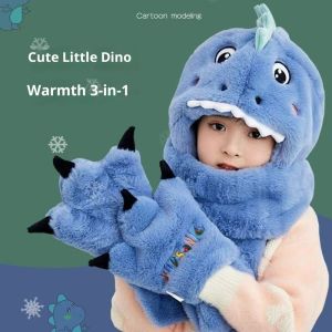 TUmama Mũ mùa đông khăn quàng cổ và bộ găng tay theo chủ đề gấu đáng yêu cho trẻ em-Ấm áp ba trong một sang trọng ấm cúng