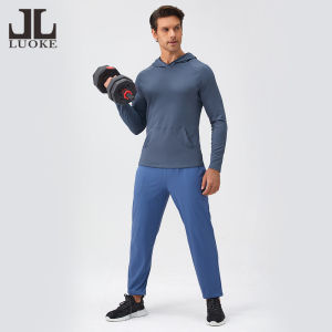Luoke Mens Sports Moisture Absorbing and Quick Drying Fitness Suit Top Slim Fit Running Training Hoodie