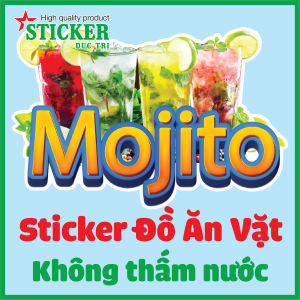 Sticker miếng dán hình Cà Phê Chanh Dây Đá Me Milo Dầm Nước giải khát... dùng để trang trí quán.