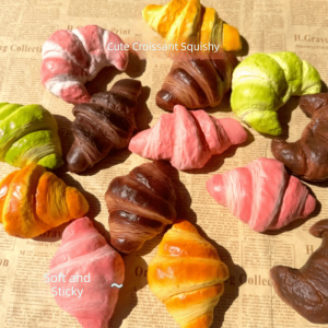 MUQZI butter squishy slow rising butter squishy foam slow rise squishy squishy toys for kids Sticky Food Artificial Bread Fake Simulation Slow Rising Soft Rebound Toys Children Cartoon Croissant Squishy Toy Kids Adults