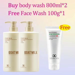 LYDIMOON whitening body wash set Goats Milk Body Wash + Whitening Cleanser + Anti-Hair Loss Shampoo + Probiotic Toothpaste For men and women
