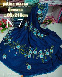 Mukena Lajuran Warna Navy Size Dewasa Polino Silk bukan polino medium Bahan Adem Langsung Dari Konveksi (Bisa Request Warna & Bordir)