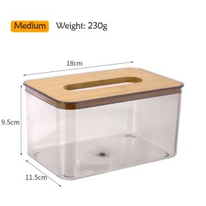 Tissue Box Wood Cover Transparent Tissue Storage Box Kotak Tisu Paper Roll Tissue Box Napkin Storage Box 纸巾收纳盒-COZII