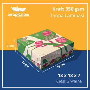 (Isi 20 pcs) Dus Kraft 18x18x7 Cetak/ Box Nasi Berkat Nasi Kondangan Dus Pesta Motif Selamat Menikmati Warna Warni Catering Nasi Kotak Snack Cantik Bakery Brownies Kue Pudding