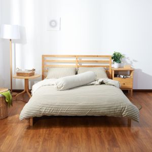 Cotton Pure™ Brownie Beige Stripe Jersey Cotton Fitted Sheet Set