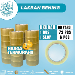 LAKBAN BENING CLEAR COKLAT TAN SOLATIP 90YARD PREMIUM KUAT GROSIR TERMURAH 6PCS