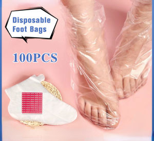 100Pcs Disposable Plastic Foot Covers: Skin Care Protector Foot Paraffin Bath Socks Liners Feet Paraffin Medicated Socks for SPA