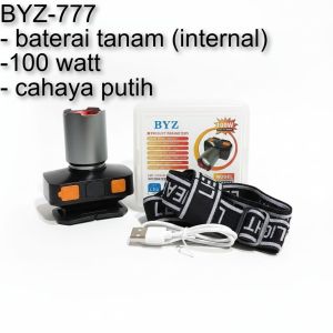Senter Kepala Zoom 100 Watt BYZ CAHAYA PUTIH Baterai luar dan tanam 2400mAh tahan 10 jam