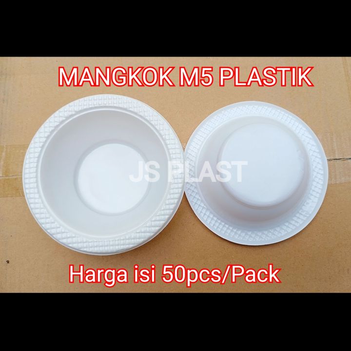 Isi 50pcs Mangkok Plastik Kecil M5 Mangkok Sekali Pakai M5 Plastik