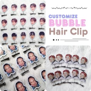 CUSTOMIZE BUBBLE HEAD HAIR CLIP - PERFECT FOR GIVE AWAY GIFTS SOUVENIR