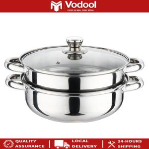Stainless Steel Electric Food Steamer 28 CM with Lid for Steaming Vegetables and Seafood