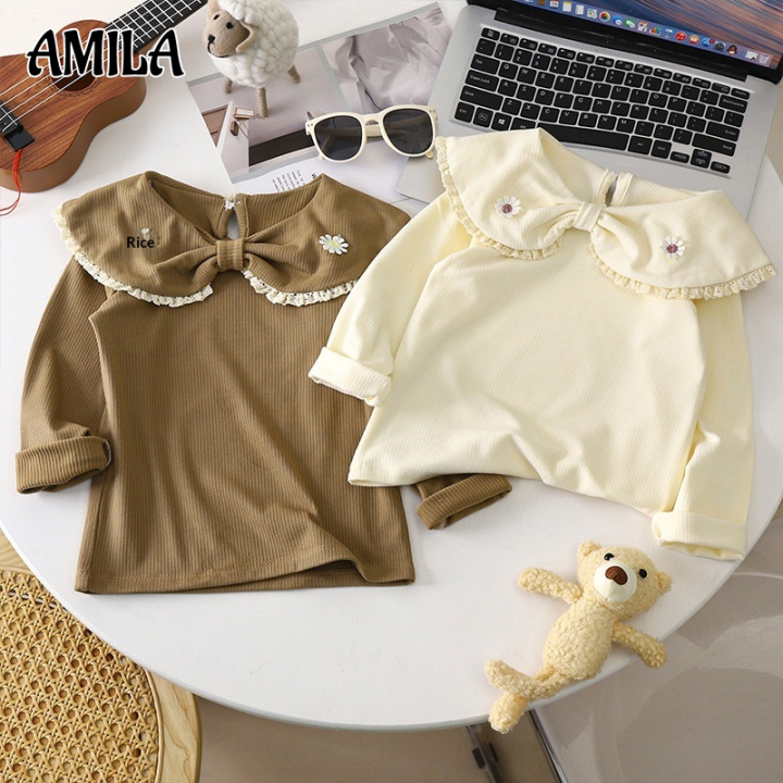 เสื้อคอปกปีเตอร์แพนสำหรับเด็กผู้หญิงเสื้อสไตล์ตะวันตก AMILA ฤดูใบไม้ ...