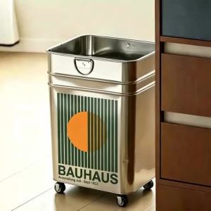 FFBH Large Waste Bins Stainless Steel Removable 20-liter Trash Can Kitchen Waste Bins Simple Household Cleaning Tools Accessories 3T7R1