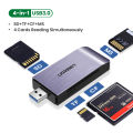 UGREEN SD Card Reader USB 3.0 High Speed CF Memory Card Adapter Support 512G for UDMA 7 Compact Flash,UHS-I SDXC/SDHC/Micro SD/Micro SDXC/Micro SDHC,Memory Stick,MMC for Windows,Mac OS,Linux,Read 4 Cards At Once. 