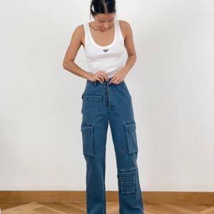 Twotwice - Siren Cargo Jeans ( Women ) - กางเกงยีนส์คาร์โก้ กระเป๋า 9 ใบ กระดุมปั๊มโลโก้