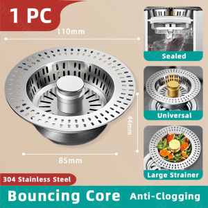 Rust Resistant Kitchen Sink Plug (75–87mm)Pop Up Sink Filter with Brass Core & Anti Clogging Strainer