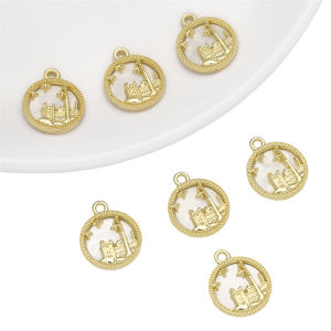 1pc/bag Alloy Gold Oval Diamond Heart Circle Pendant For DIY Handmate Jewelry Bracelet Necklace Accessories