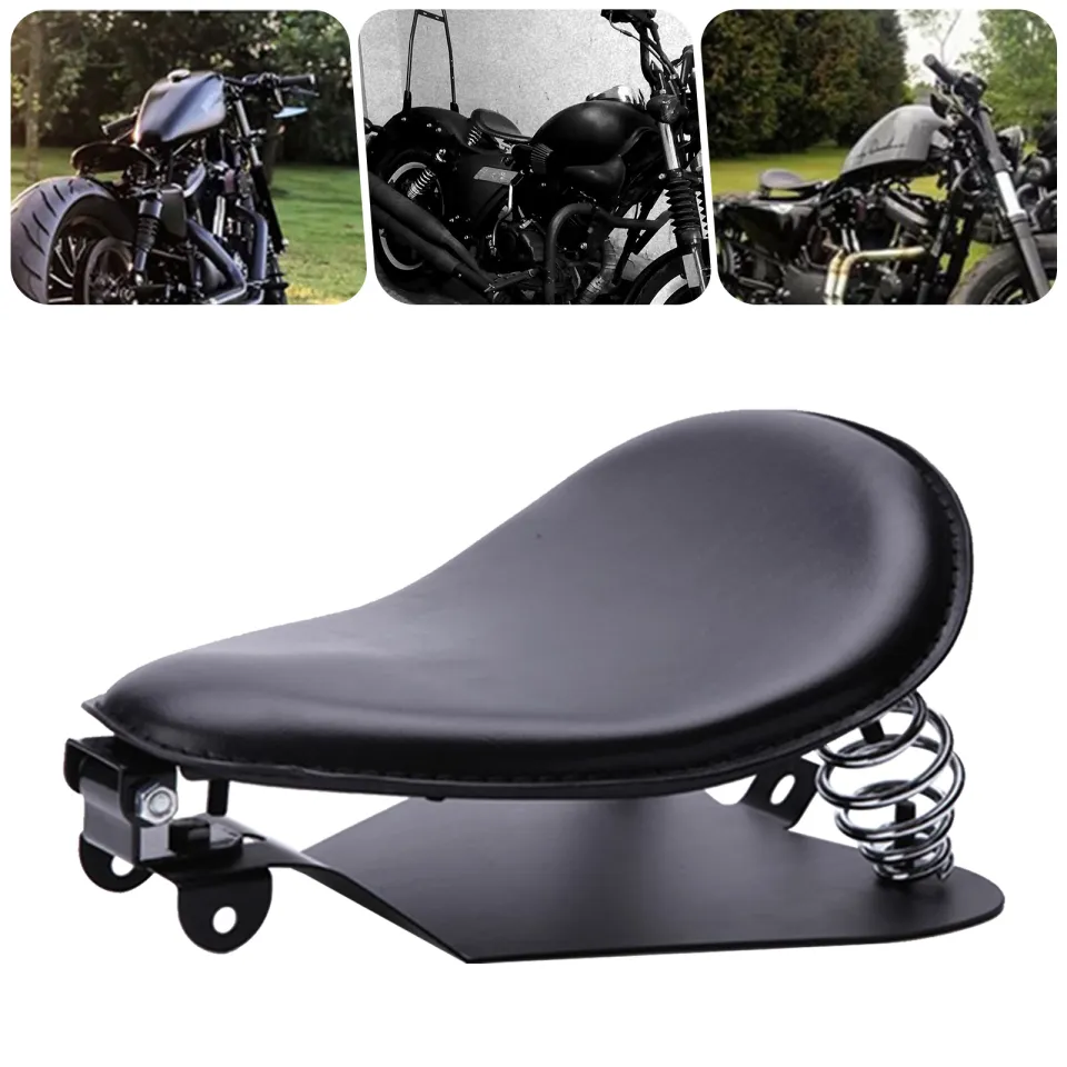 Motorcycle Solo Seat with Baseplate and Springs Bracket Sitting