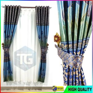 Gorden Blackout premium Tebal halus dan Mewah Model Ring Smokring tulip Glossy Gold siap pasang tersedia berbagai warna dan ukuran