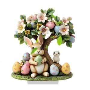 Easters Decorations Easters Eggs Bunnies Figurines Spring Decors Acrylic Rabbit Statue Home Farmhouses Tabletop Decors