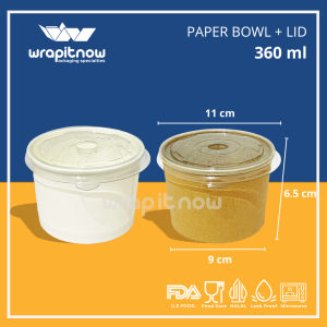 (Isi 25 Pcs) Paper Bowl LID Kraft Ivory Murah Paper Bowl Putih Coklat Mangkok Makan
