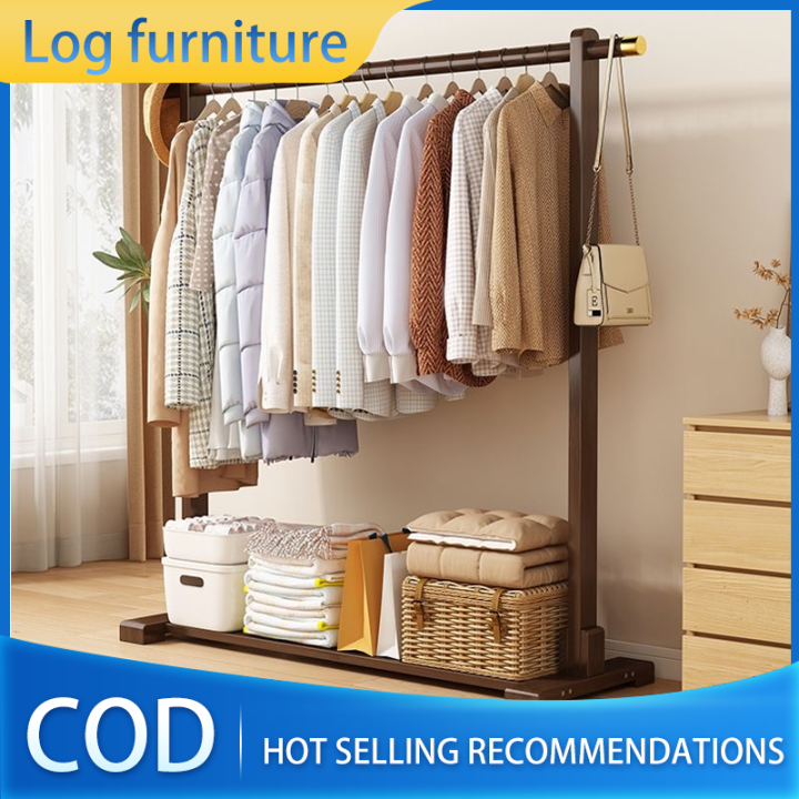 Solid wood Floor hanger Modern minimalist clothes hanger Bamboo Clothes