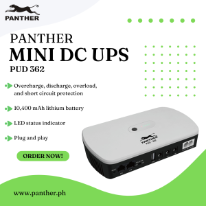 Panther PUD 362 MINI DC UPS 36W 10400 mah 5V/9V/12V/POE Power Bank Back Up Power for Wifi Routers Biometrics CCTV Cameras POE