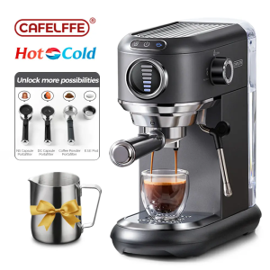 Cafelffe 4in1 Espresso Machine 15 Bar Expresso Coffee Machine with Milk Frother Wand for Dolce GustoNespressoESE PodCappuccino&Latte Coffee Maker Compact Design (1450W)
