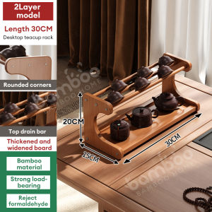 Bamboo Tabletop Storage Rack 2/3 Layers Cup/Water Cup Holder Organizer space Rak Rak Dapur Kayu 储物架/杯架