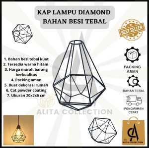 KAP LAMPU GANTUNG FITTING DAN LAMPU  KUNING 4 WATT VINTAGE DIAMOND UNTUK DEKORASI CAFE ATAU RUMAH BAHAN BESI TEBAL HARGA MURAH BARANG BERKUALITAS PROMO DISKON TERLARIS